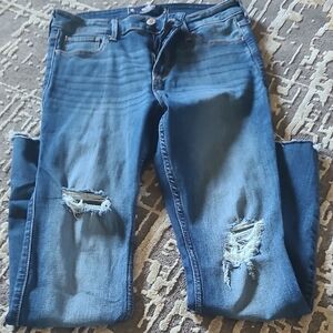 Hollister Blue Distressed Skinny Jeans